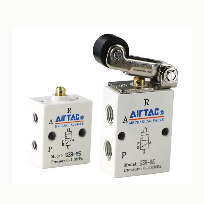 AirTAC 기계 밸브 S3B/S3R/S3L/S3V-M5/06/08 2 위치 3 방향 제어 밸브 역전 가스 밸브 S3 시리즈 롤러 유형